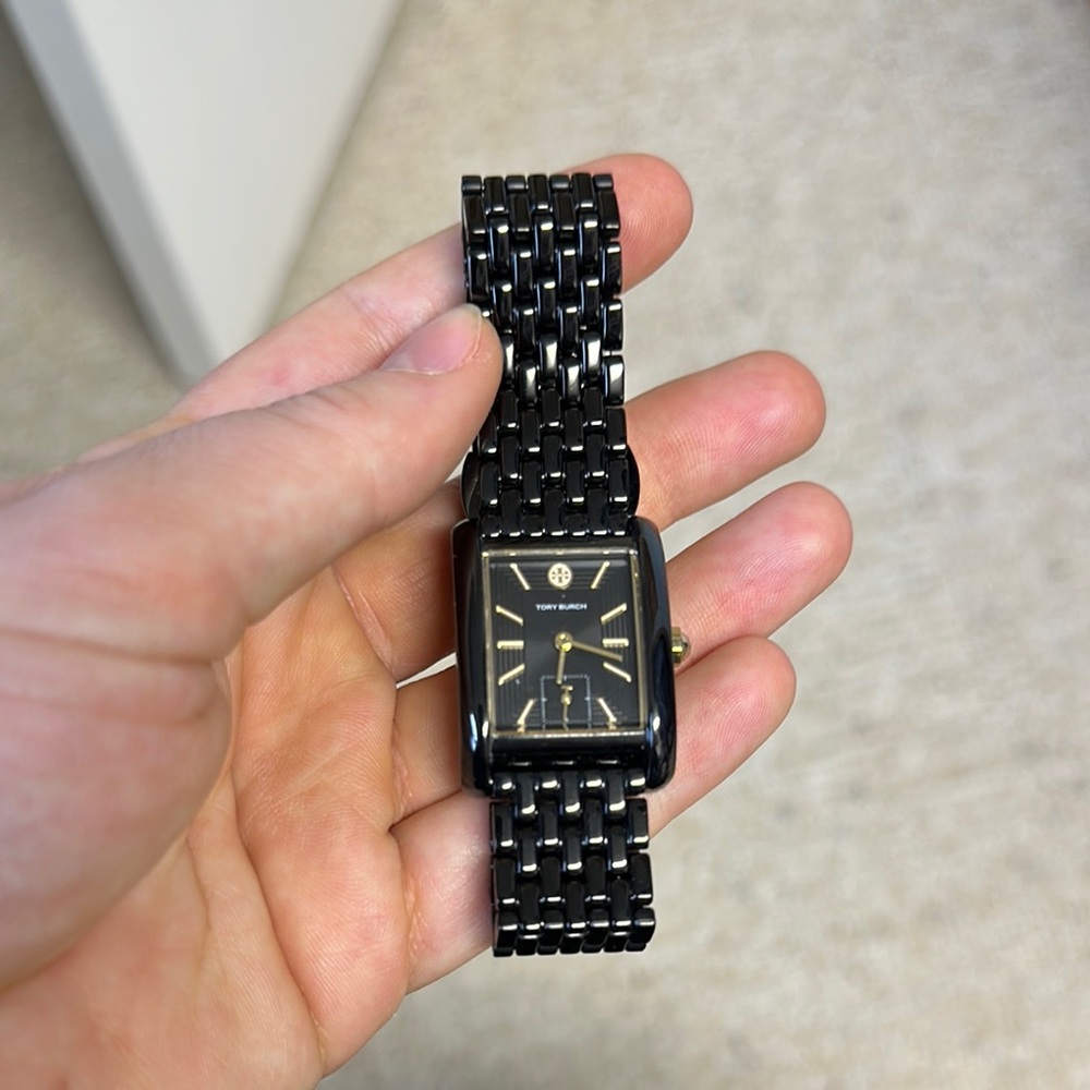 Tory Burch Black Stainless Steel Watch. Never worn. Excellent condition.